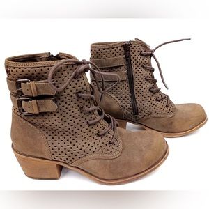 ROXY Women’s Neutral Buckle Lace Up Boot size 6.5 Brown Booties